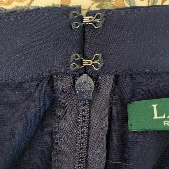 Lauren Ralph Lauren Navy Beaded Neck Sleeveless Evening Gown Sz 12 - Picture 8 of 9